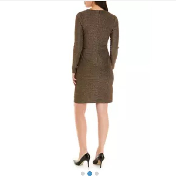 DKNY V-Neck Side Ruched Metallic-Dot Dress sz 6 - Picture 10 of 10